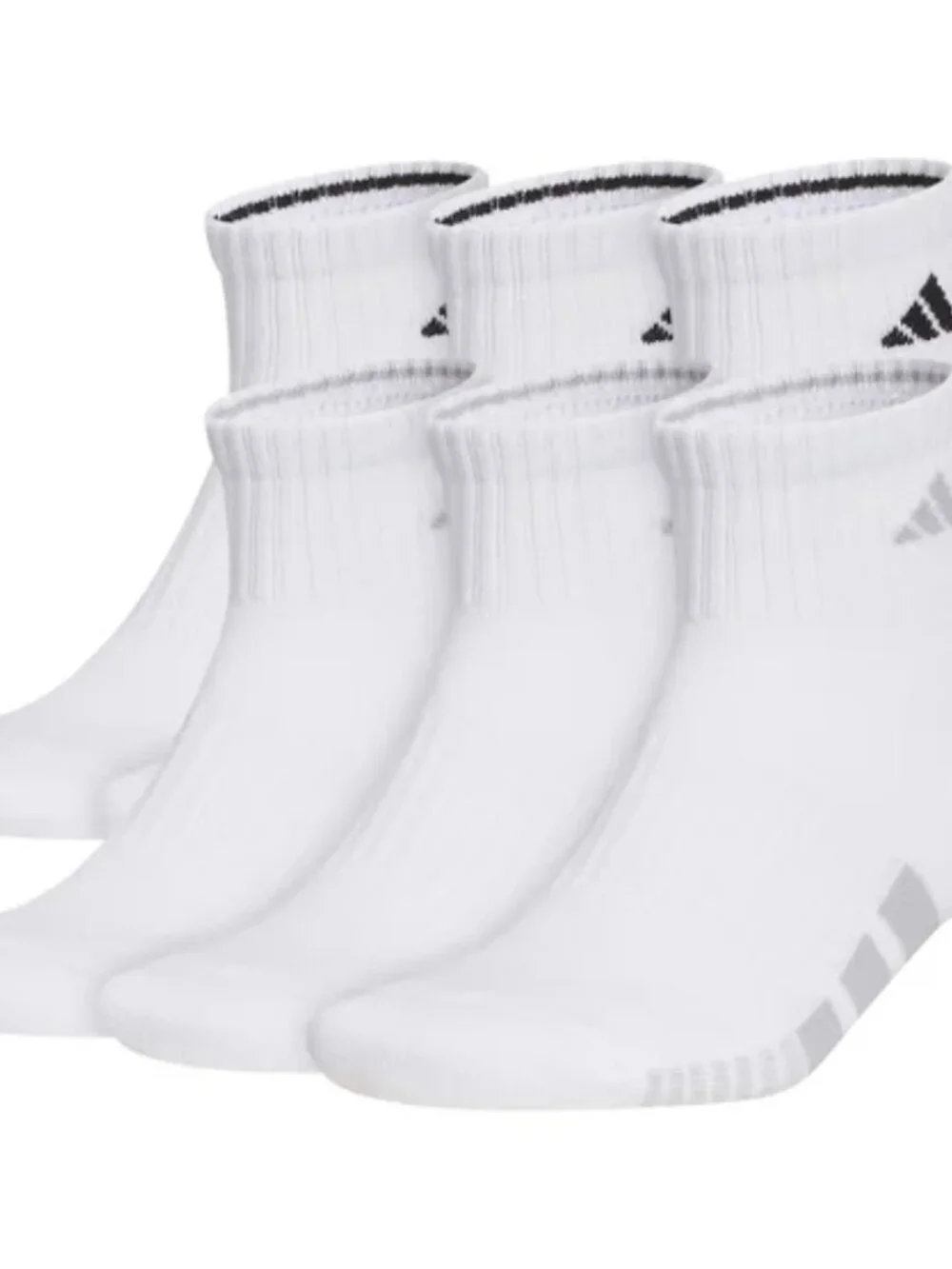 Adidas Men's Quarter Socks with Climacool & Arch Compression 6 pair, White , NWT